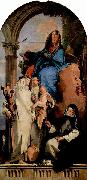 Giovanni Battista Tiepolo Madonna mit Hl. Katharina, Hl. Rosa, die das Kind halt und der hockenden Hl. Agnes oil painting on canvas